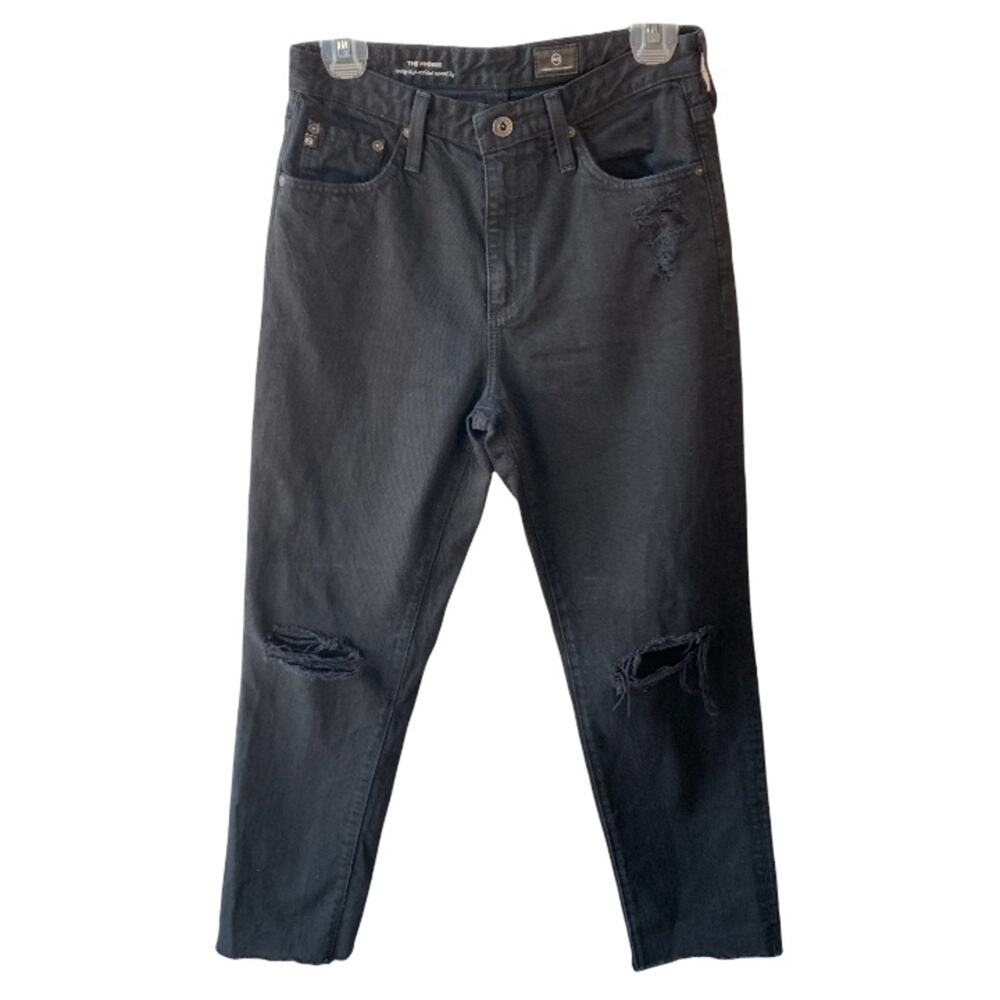 AG Adriano Goldschmied The Phoebe Jeans Womens 27 Black Distressed High Waisted‎